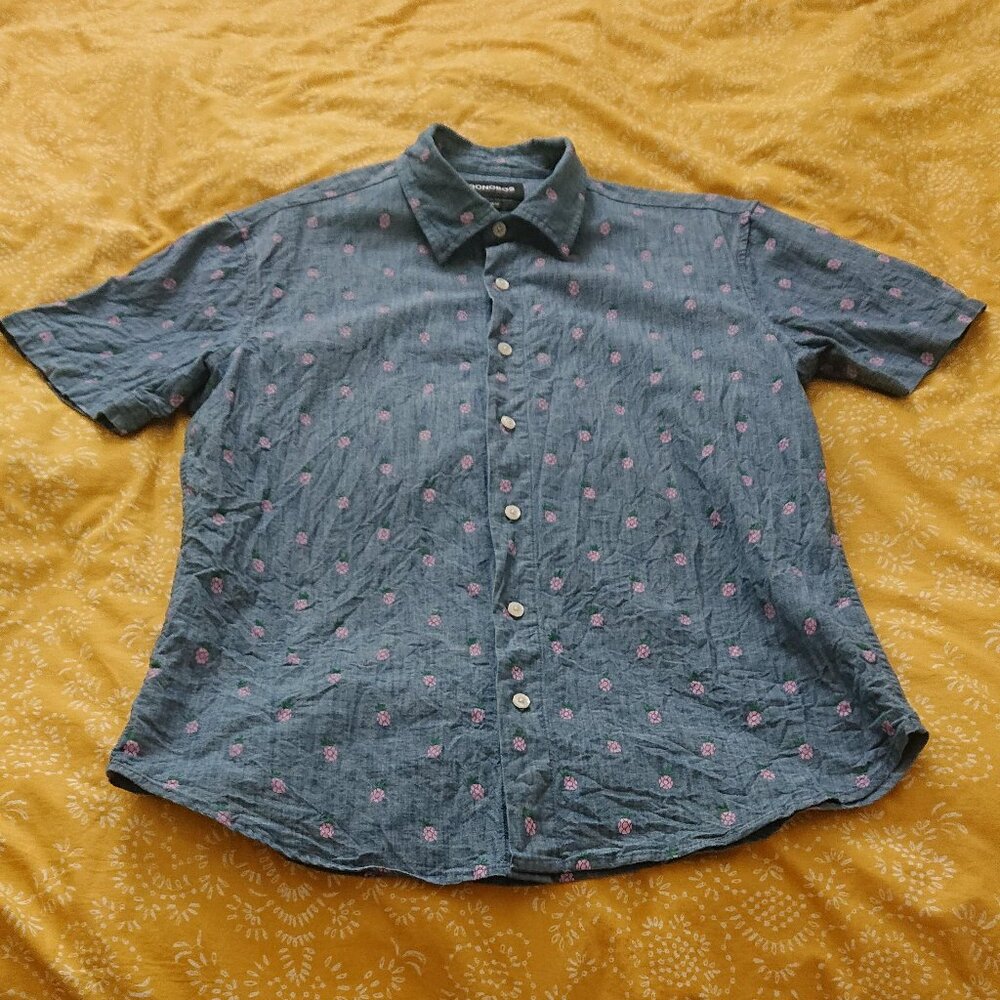 Bonobos Chambray Pineapple Party Slim Fit Riviera Short Sleeve Shirt